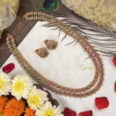 Vriksham Double Layer Gold Plated Lakshmi With Leaf Long Neckpiece-Red-G19153